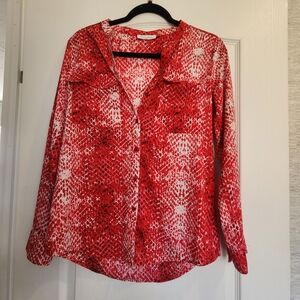 Calvin Klein Collection Red and White Blouse Size S Euc